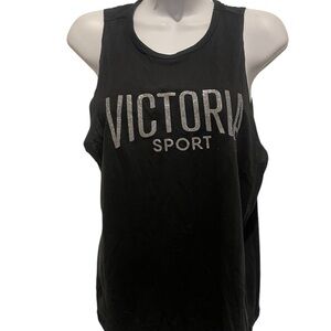 VICTORIA SPORT Womens Black Tank Top Open Back Size Small